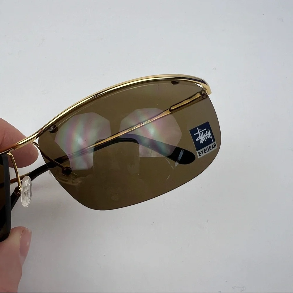Stussy Hudson Gold Y2K Sunglasses